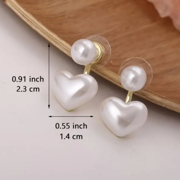 NEW Pearl Heart Earrings - Picture 4 of 11